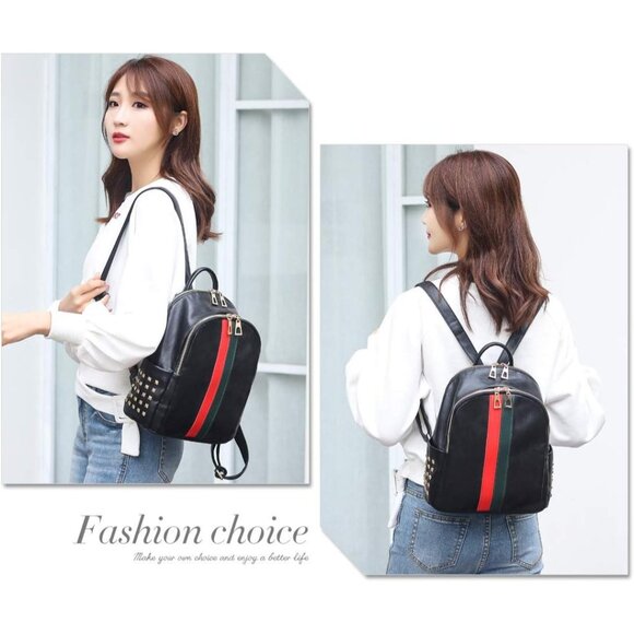 Women's Small Black Pu Leather Mini Backpack Purse Cute Fashion Shoulder Bag - Picture 7 of 7
